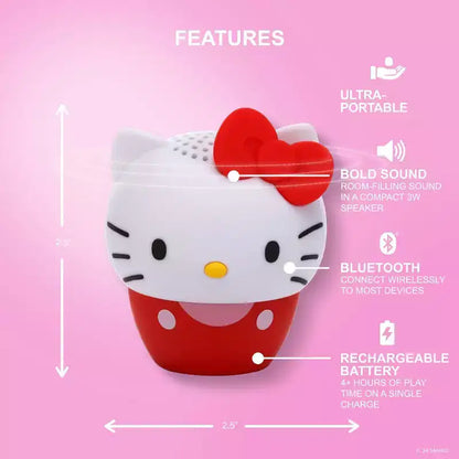 Hello Kitty Bitty Boomer Bluetooth Speaker: USB-C Rechargeable Portable Speaker