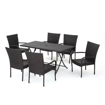 Set da pranzo 7 pezzi in vimini Neva - Marrone - Christopher Knight Home