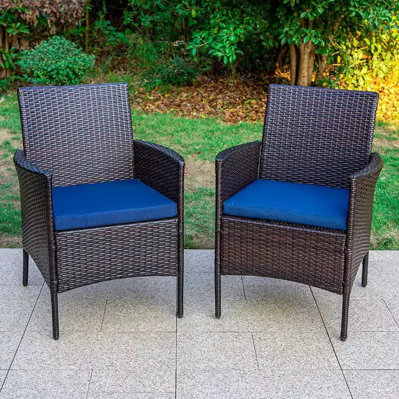 Set da pranzo 3 pezzi con tavolo quadrato da 22" con foro per ombrellone e 2 sedie in rattan - Nero - Captiva Designs
