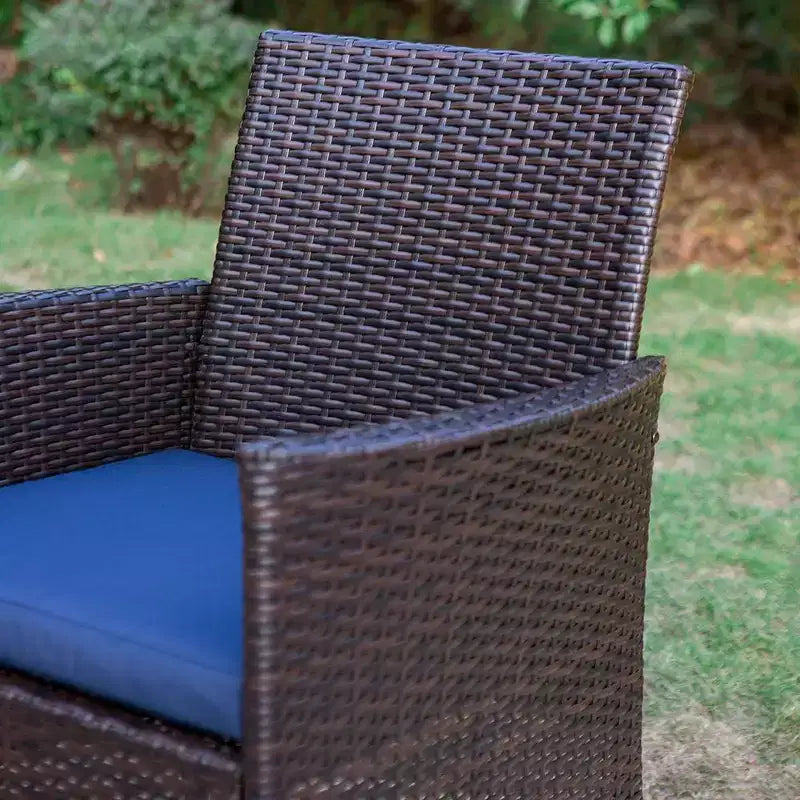 Set da pranzo 3 pezzi con tavolo quadrato da 22" con foro per ombrellone e 2 sedie in rattan - Nero - Captiva Designs