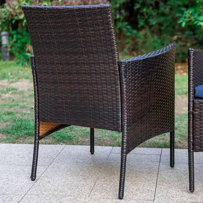 Set da pranzo 3 pezzi con tavolo quadrato da 22" con foro per ombrellone e 2 sedie in rattan - Nero - Captiva Designs