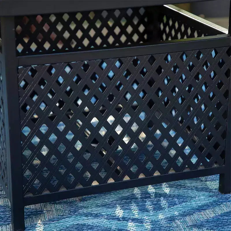 Set da pranzo 3 pezzi con tavolo quadrato da 22" con foro per ombrellone e 2 sedie in rattan - Nero - Captiva Designs