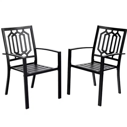 7pc Metal Patio Dining Set with Rectangular Faux Wood Table & 6 Stackable Chairs - Captiva Designs