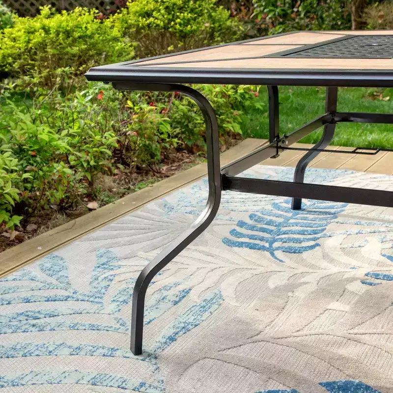 7pc Metal Patio Dining Set with Rectangular Table & 6 Swivel Chairs - Captiva Designs
