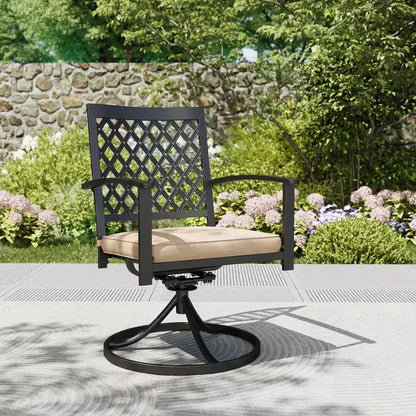 7pc Metal Patio Dining Set with Rectangular Table & 6 Swivel Chairs - Captiva Designs