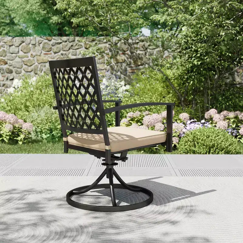 7pc Metal Patio Dining Set with Rectangular Table & 6 Swivel Chairs - Captiva Designs