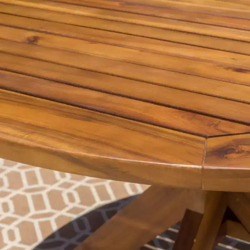 Stamford 5pc Acacia Wood Round Dining Set Teak: Weather-Resistant, 4 Chairs - Christopher Knight Home