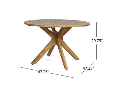 Stamford 5pc Acacia Wood Round Dining Set Teak: Weather-Resistant, 4 Chairs - Christopher Knight Home