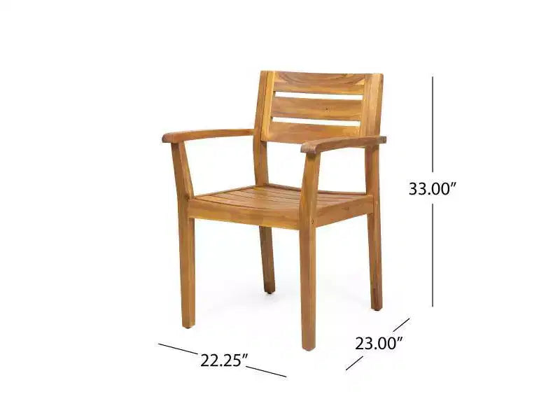 Stamford 5pc Acacia Wood Round Dining Set Teak: Weather-Resistant, 4 Chairs - Christopher Knight Home
