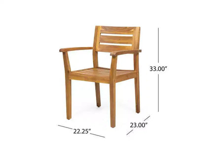 Stamford 5pc Acacia Wood Round Dining Set Teak: Weather-Resistant, 4 Chairs - Christopher Knight Home