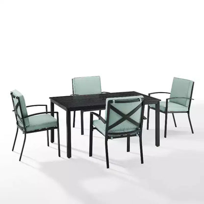 Kaplan 5pc Outdoor Dining Set with Arm Chairs Mist/Oil Rubbed Bronze - Crosley: Steel Frame, UV-Resistant, Seats 4
