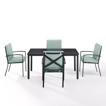 Kaplan 5pc Outdoor Dining Set with Arm Chairs Mist/Oil Rubbed Bronze - Crosley: Steel Frame, UV-Resistant, Seats 4