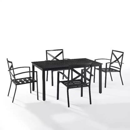 Kaplan 5pc Outdoor Dining Set with Arm Chairs Mist/Oil Rubbed Bronze - Crosley: Steel Frame, UV-Resistant, Seats 4
