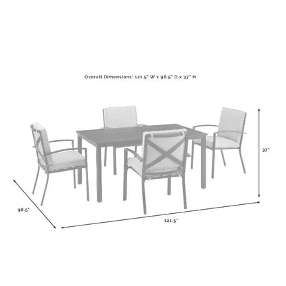 Kaplan 5pc Outdoor Dining Set with Arm Chairs Mist/Oil Rubbed Bronze - Crosley: Steel Frame, UV-Resistant, Seats 4