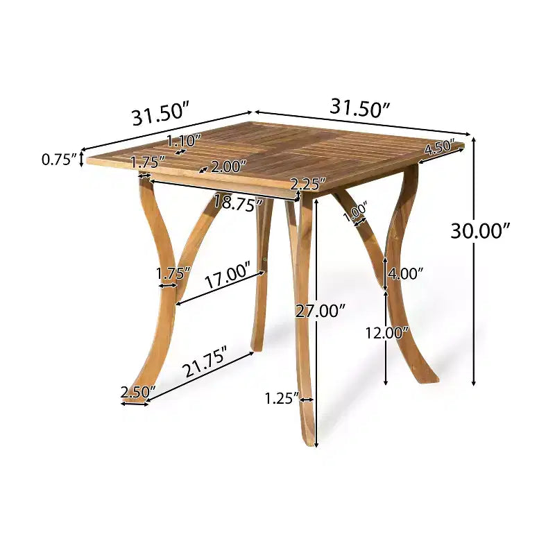 Hartford 5pc Acacia Wood and Wicker Dining Set - Teak/Cream - Christopher Knight Home: Weather-Resistant, 4 Arm Chairs & Square Table