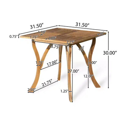 Hartford 5pc Acacia Wood and Wicker Dining Set - Teak/Cream - Christopher Knight Home: Weather-Resistant, 4 Arm Chairs & Square Table