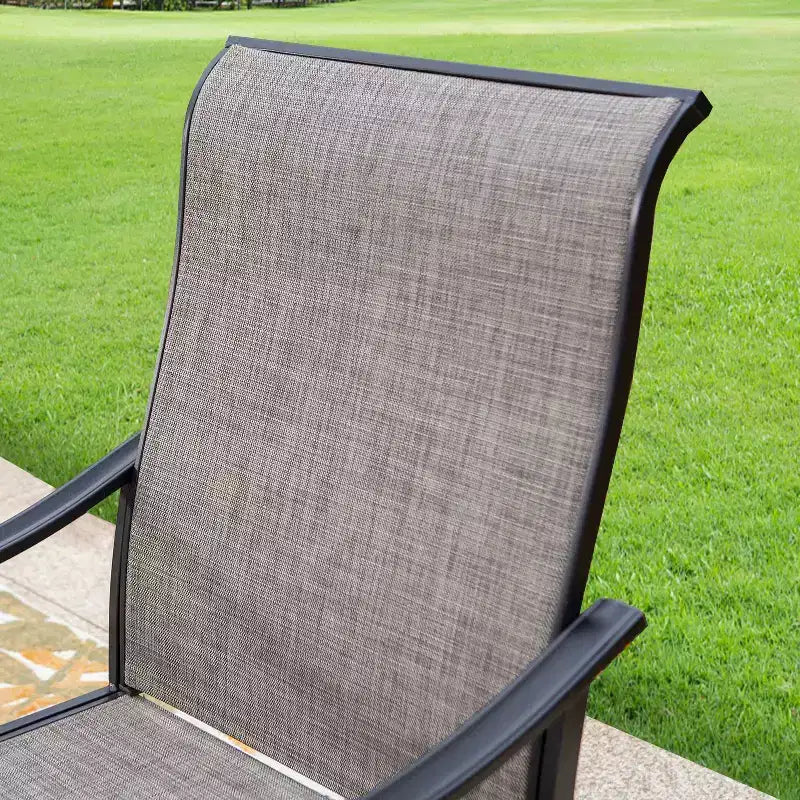 Set da patio 7 pezzi con tavolo in acciaio e sedie a sdraio girevoli a 360° - Captiva Designs: Set da esterno resistente alle intemperie