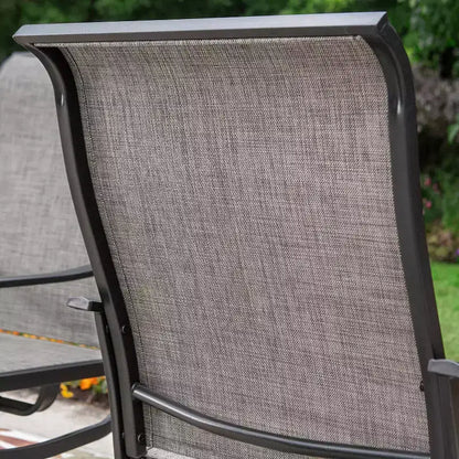 Set da patio 7 pezzi con tavolo in acciaio e sedie a sdraio girevoli a 360° - Captiva Designs: Set da esterno resistente alle intemperie