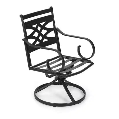 5pc Outdoor Dining Set with Swivel Chairs with Thick Seat & Back Cushions & Square Faux Wood Tabletop with Umbrella Hole - Captiva Designs