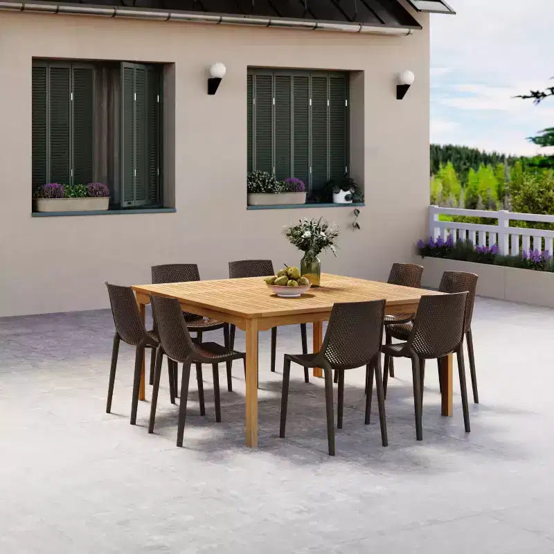 Amazonia Ipanema 9pc Square Outdoor Patio Dining Set Brown