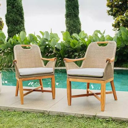 Sonoma Lane Quinlan 7pc Teak Outdoor Patio Dining Set with Seat Pad - Weather-Resistant
