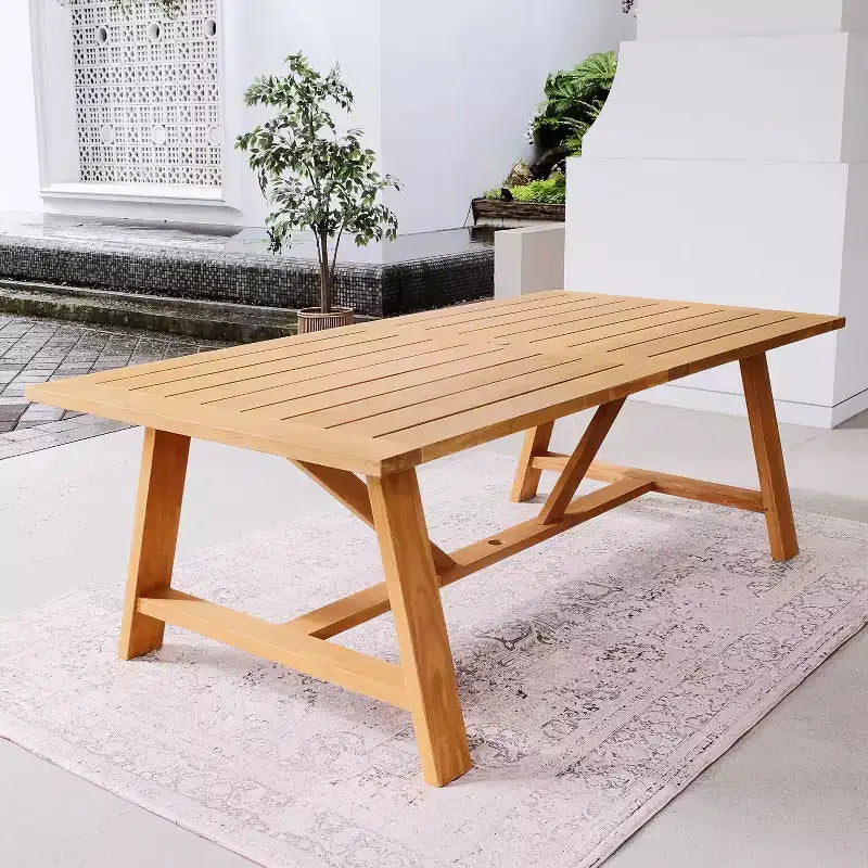 Sonoma Lane Quinlan 7pc Teak Outdoor Patio Dining Set with Seat Pad - Weather-Resistant