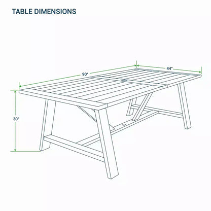 Sonoma Lane Quinlan 7pc Teak Outdoor Patio Dining Set with Seat Pad - Weather-Resistant