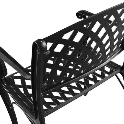 7pc Patio Dining Set with 63" Modern Ornate Outdoor Mesh Aluminum Large Hexagon Table & Modern Chairs - Black - Oakland Living: UV-Resistant