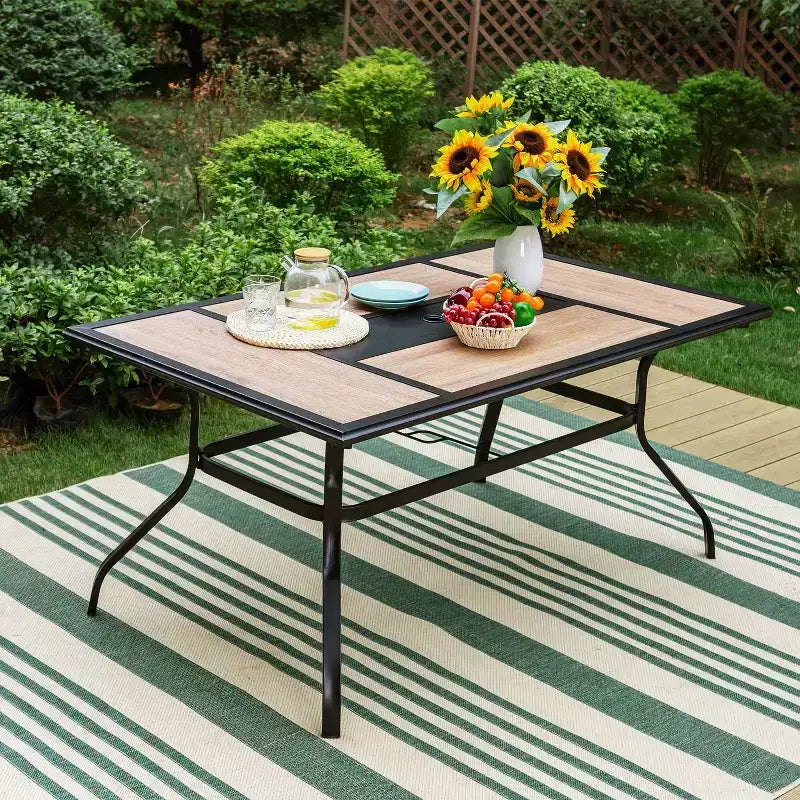 7pc Outdoor Dining Set: Weather-Resistant Steel Frame & Faux Wood - Captiva Designs