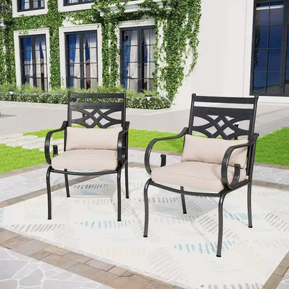 7pc Outdoor Dining Set: Weather-Resistant Steel Frame & Faux Wood - Captiva Designs
