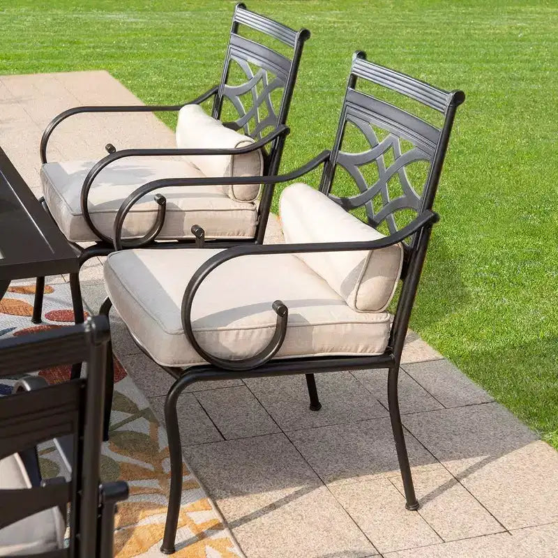 7pc Outdoor Dining Set: Weather-Resistant Steel Frame & Faux Wood - Captiva Designs