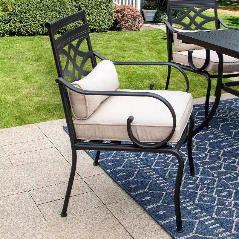 7pc Outdoor Dining Set: Weather-Resistant Steel Frame & Faux Wood - Captiva Designs