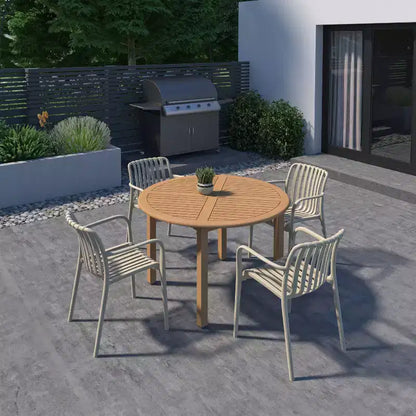 Amazonia Beijo 5pc Round Outdoor Patio Dining Set Beige