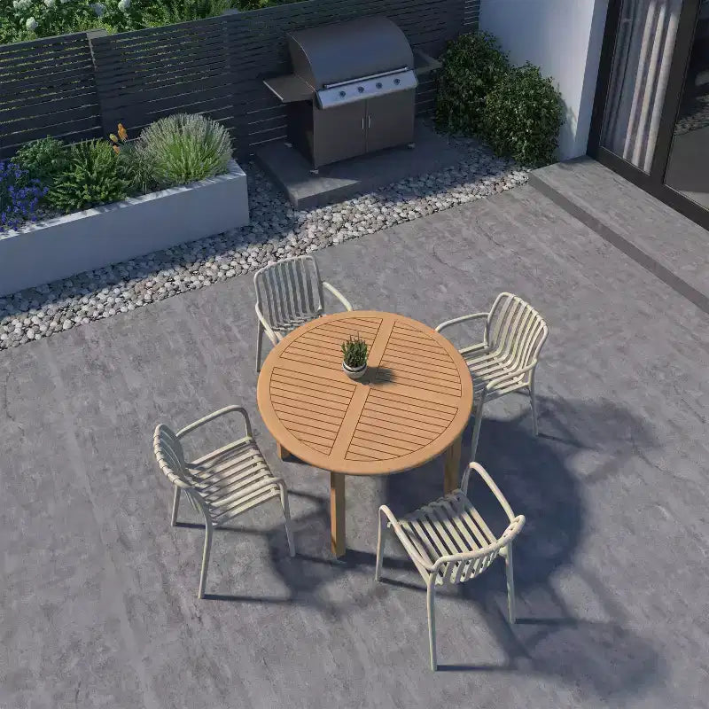 Amazonia Beijo 5pc Round Outdoor Patio Dining Set Beige