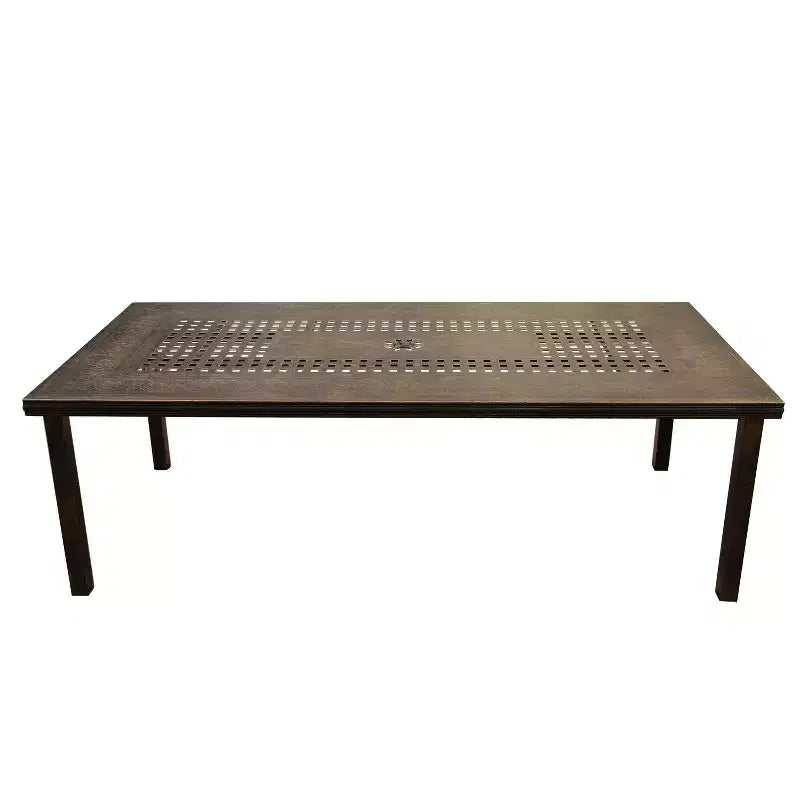 95" Rectangular Modern Ornate Outdoor Mesh Aluminum Patio Dining Set with Four Chairs - Black - Oakland Living: UV-Resistant, 8-Seater