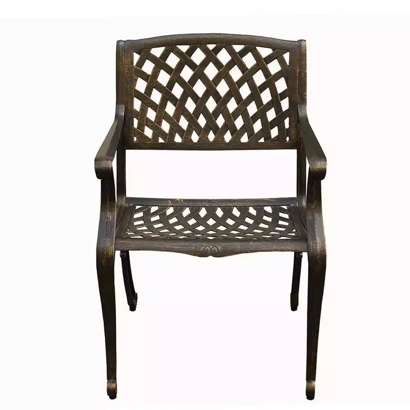 95" Rectangular Modern Ornate Outdoor Mesh Aluminum Patio Dining Set with Four Chairs - Black - Oakland Living: UV-Resistant, 8-Seater