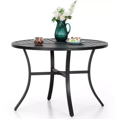 5pc Patio Dining Set with Round Table & Wicker Rattan Chairs - Captiva Designs: Weather-Resistant, Umbrella Hole