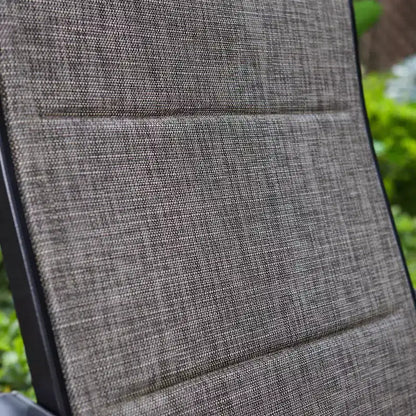 3pc Patio Dining Set with Small Square Table with Umbrella Hole & 360 Swivel Padded Sling Arm Chairs - Captiva Designs
