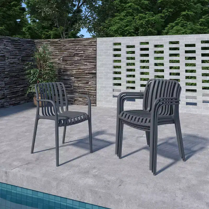 Amazonia Beijo 5pc Round Outdoor Patio Dining Set Gray
