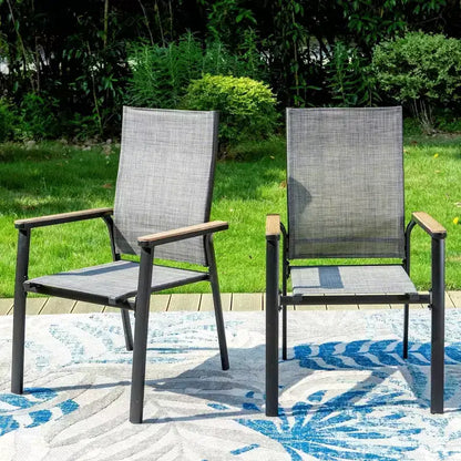 5pc Patio Set with Square Steel Table & Lightweight Aluminum Frame Sling Chairs - Captiva Designs