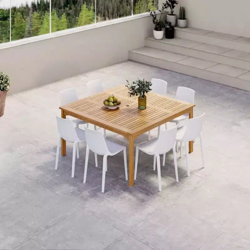 Amazonia Ipanema 9pc Square Outdoor Patio Dining Set White