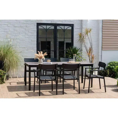 Amazonia Axe 7pc Aluminum Rectangular Patio Dining Set Black