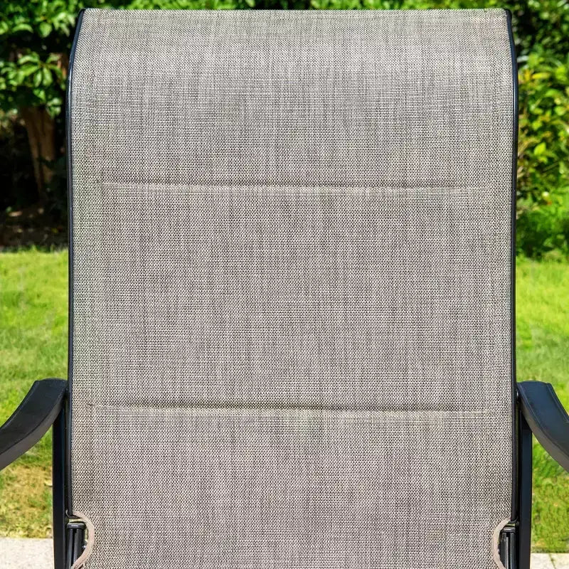 7pc Outdoor Dining Set with Rectangular Table with 1.9" Umbrella Hole & Padded Textilene Chairs - Gray/Black - Captiva Designs: Steel Frame
