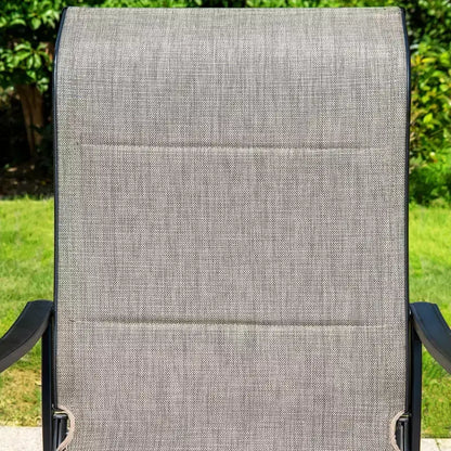 7pc Outdoor Dining Set with Rectangular Table with 1.9" Umbrella Hole & Padded Textilene Chairs - Gray/Black - Captiva Designs: Steel Frame