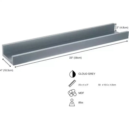 Kiera Grace 23"x4" Drea Wall Shelf Cloud Gray: MDF Floating Display, Includes Mounting Hardware
