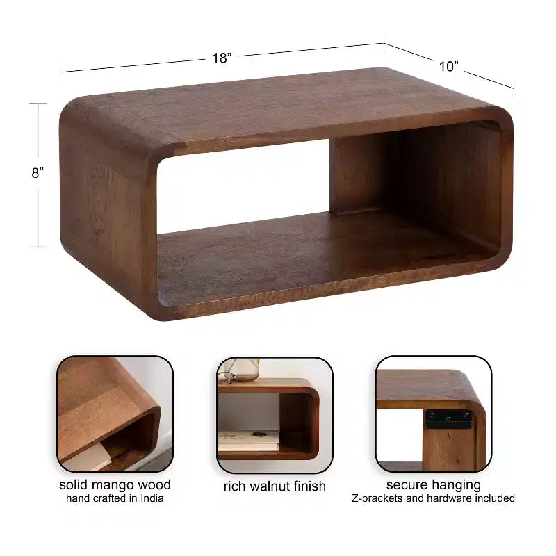 Kate & Laurel All Things Decor 18"x10"x8" Deguara Floating Shelf Walnut Brown