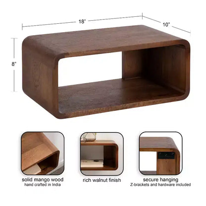 Kate & Laurel All Things Decor 18"x10"x8" Deguara Floating Shelf Walnut Brown