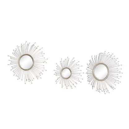 Olivia & May Set di 3 Specchi da Parete a Stella in Metallo Oro: Cornice in Ferro, Arredamento Glamour di Lusso, Nessun Montaggio Richiesto