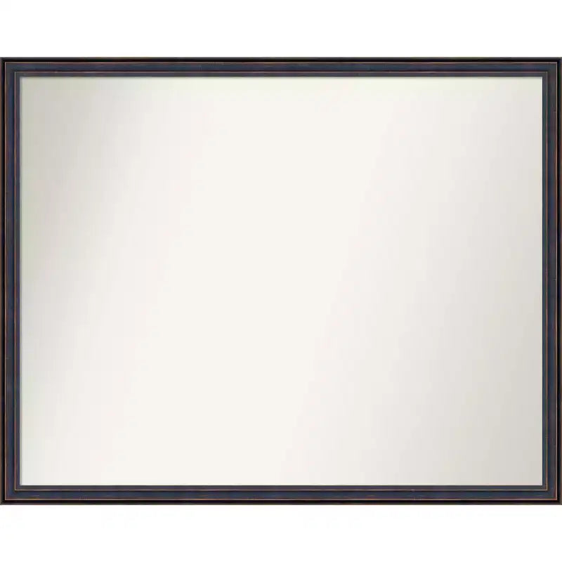 30" x 24" Non-Beveled Scoop Wood Bathroom Wall Mirror Dark Bronze - Amanti Art: Modern Rectangle, Wall Mount, Includes Hardware