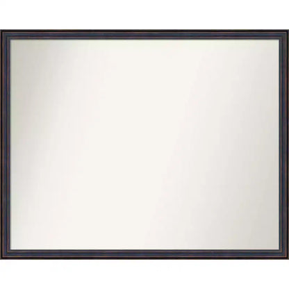 30" x 24" Non-Beveled Scoop Wood Bathroom Wall Mirror Dark Bronze - Amanti Art: Modern Rectangle, Wall Mount, Includes Hardware